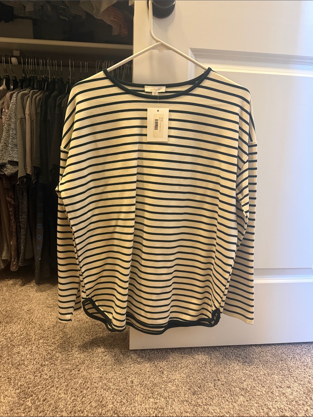 Striped Long-Sleeve Tee - Cream and Green